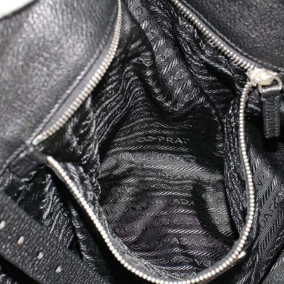 PRADA Tote Bag Canvas Leather Black Auth bs6724 - Picture 11 of 16